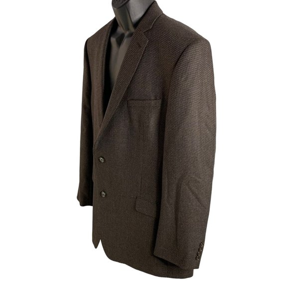 Joseph Abbound Silk Wool Blazer Jacket 46 Brown Blue 2 Button Lined Pockets - Picture 3 of 6